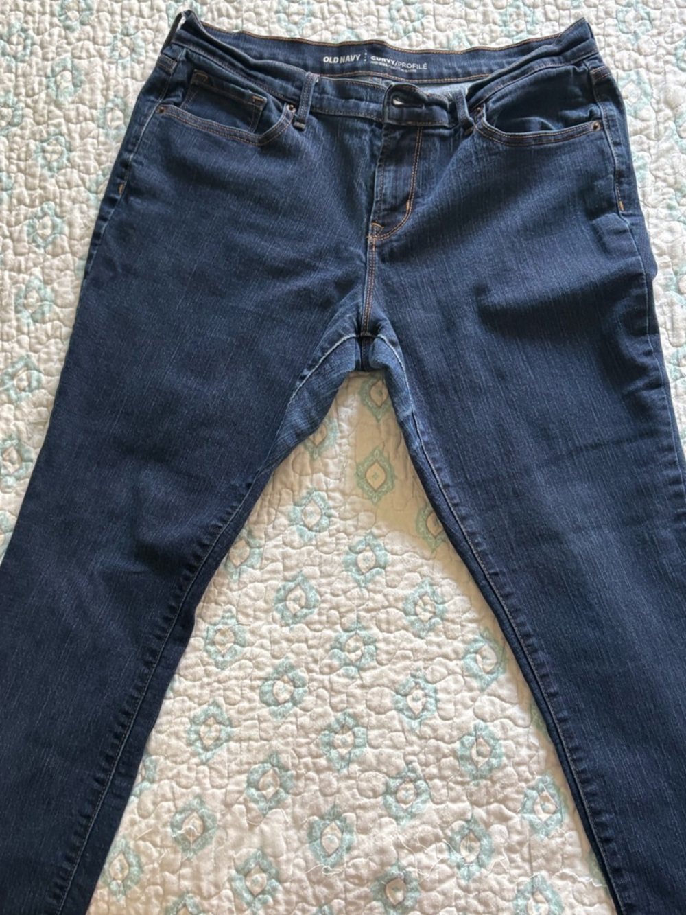 Old Navy Curvy Profile Petite 12P Jeans Mid Rise Stretch Dark Wash